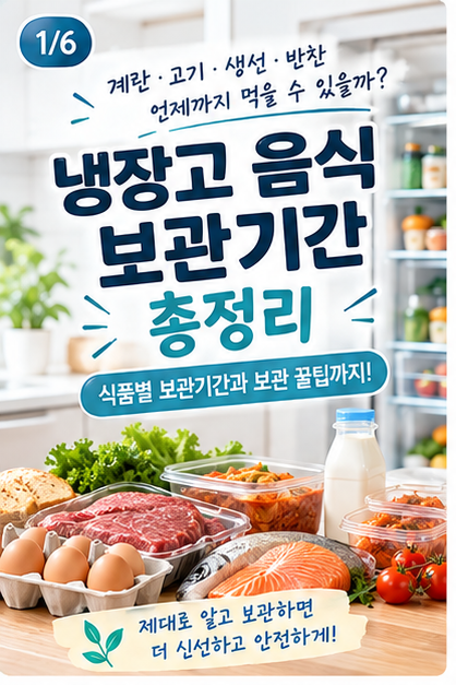 냉장고 음식 보관기간표, 식품안전나라 기준 최대 냉장보관시간