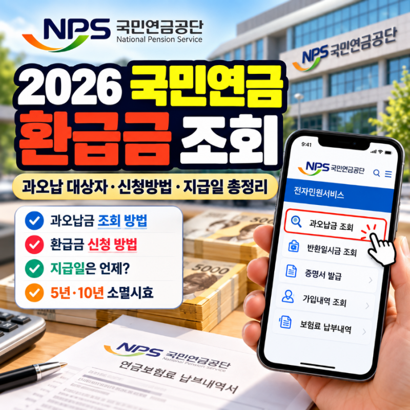 2026 국민연금 환급금 조회｜과오납 대상자·신청방법·지급일 총정리