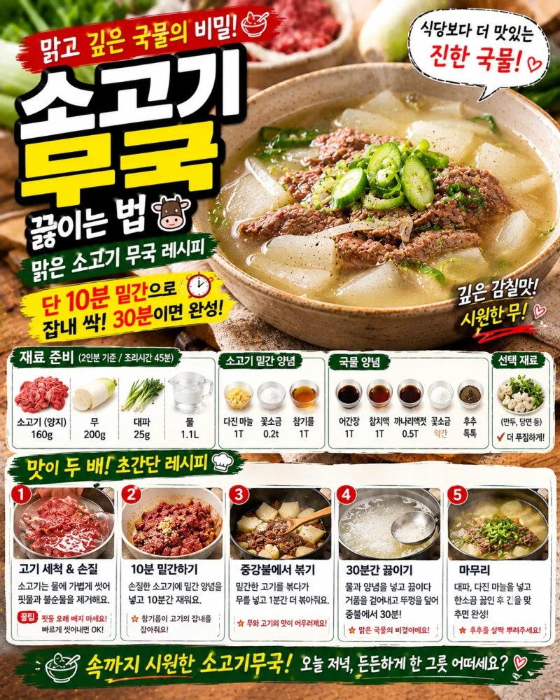 소고기무국 끓이는 법 맑은 소고기 무국 레시피