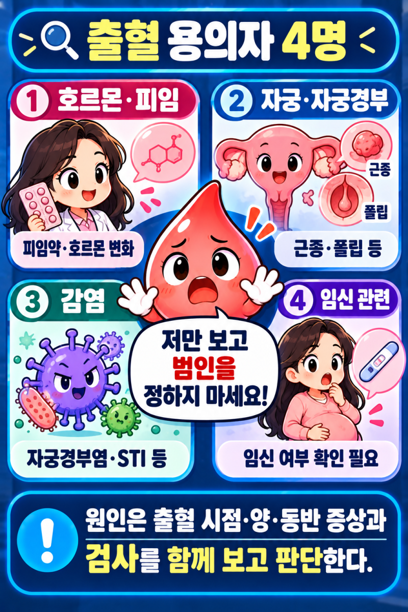 생리 아닌데 피가 보여요｜부정출혈 원인과 병원 확인이 필요한 경우