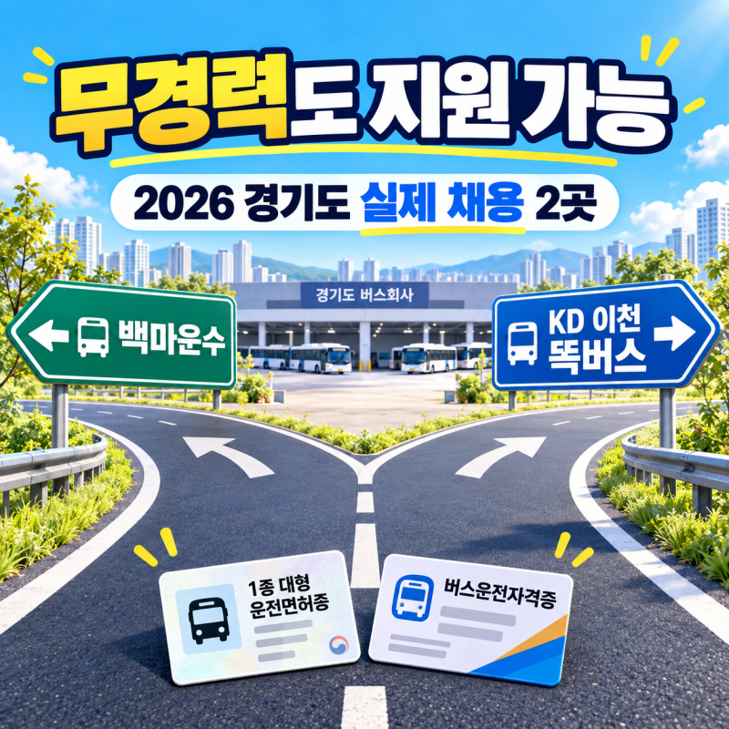 버스기사 무경력 취업 2026, 경력 없어도 지금 지원 가능한 경기도 두 곳 (백마운수·KD 이천 똑....