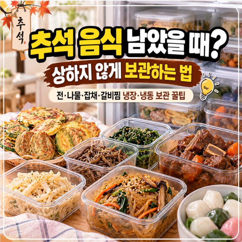 추석 음식 남았을 때 상하지 않게 보관하는 법｜전·나물·잡채·갈비찜 냉장·냉동 보관 꿀팁