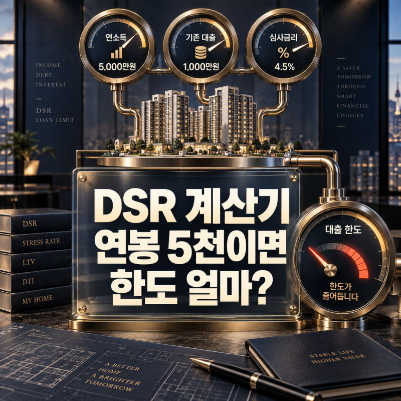 DSR 계산기, 연봉 5,000만원이면 주택담보대출 한도는 얼마일까?