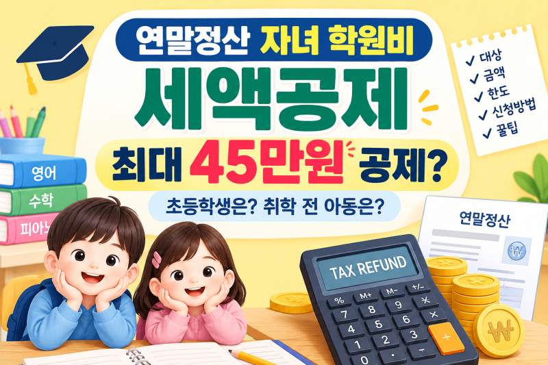 연말정산 자녀 학원비 세액공제 대상 금액 한도 방법 꿀팁 총정리 (2026년 최신)