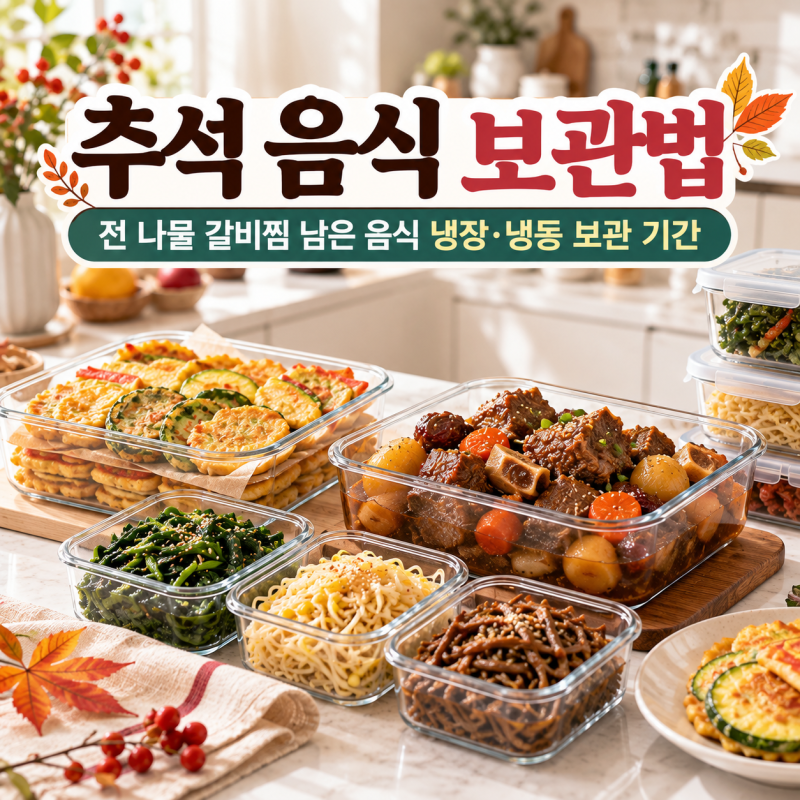 추석 음식 보관법｜전 나물 갈비찜 남은 음식 냉장·냉동 보관 기간