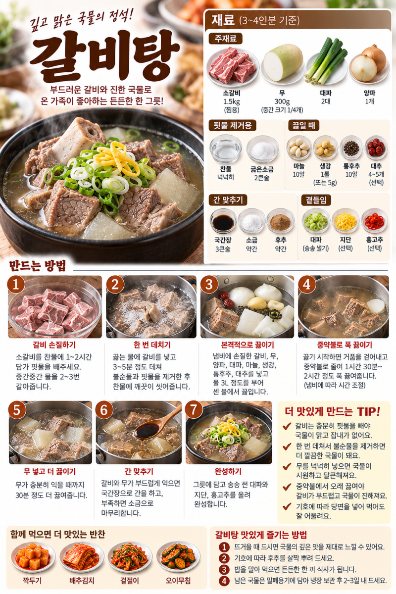 집에서 끓이는 갈비탕레시피, 국물까지 제대로 만드는 법