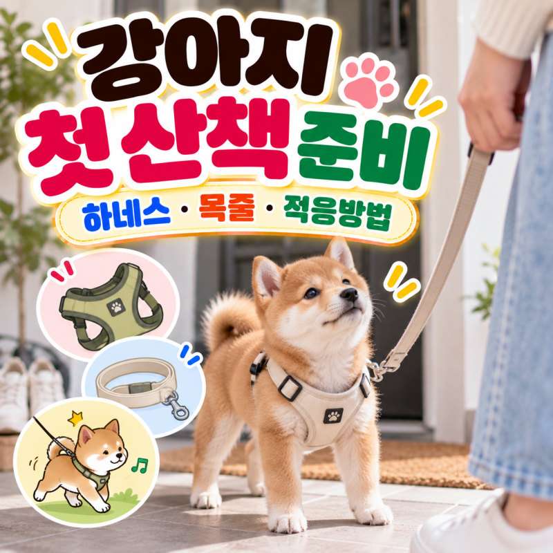강아지 첫 산책 준비(하네스, 목줄, 안 걷는 강아지, 적응방법)