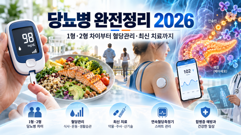 당뇨병 완전정리｜1형·2형 차이부터 혈당관리·음식 오해·2026 최신 치료와 임상연구까지