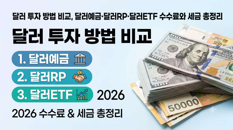 달러 투자 방법 비교, 달러예금·달러RP·달러ETF 수수료와 세금 총정리 (2026)