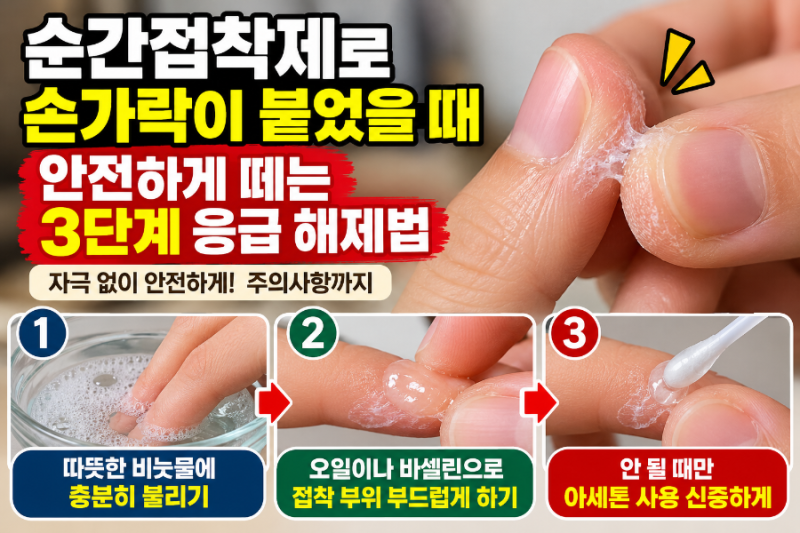 순간접착제로 손가락이 붙었을 때 안전하게 떼는 3단계 응급 해제법