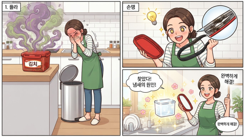 김치통 냄새 안 빠질 때 뚜껑 틈 고무패킹 냄새 제거법 4가지
