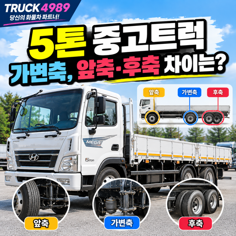 5톤 중고트럭 구매 전 점검법, 가변축 뜻부터 앞축 후축 차이까지