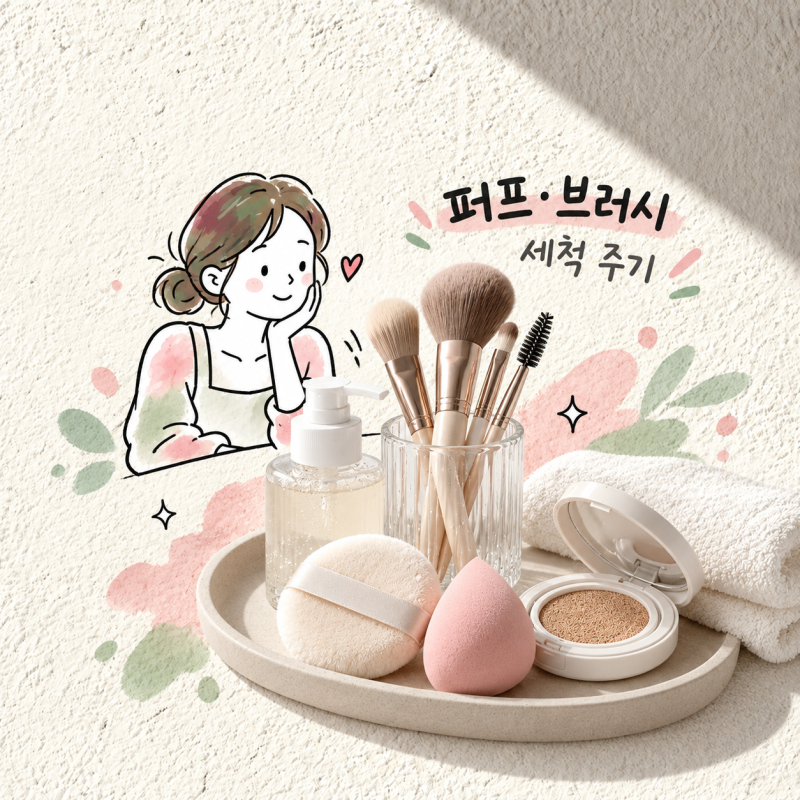화장 퍼프와 브러시, 언제 빨아야 할까? 세척 주기 정리