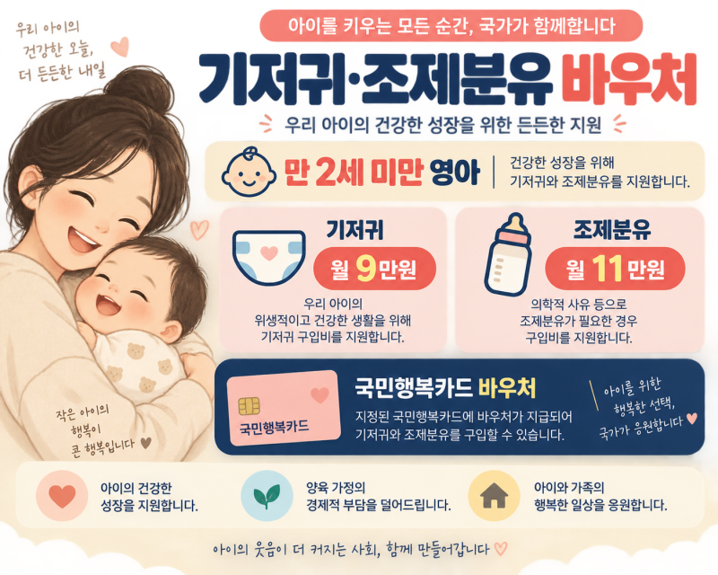 기저귀·조제분유 바우처 신청 방법｜매달 지원금과 대상 정리