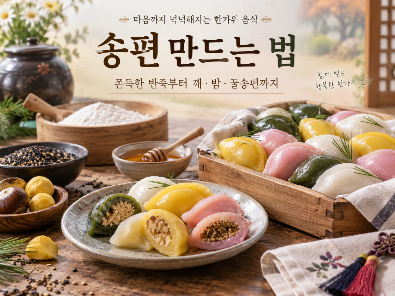 송편 만드는 법 총정리｜쫀득한 반죽부터 깨·밤·꿀송편까지 실패 없는 레시피