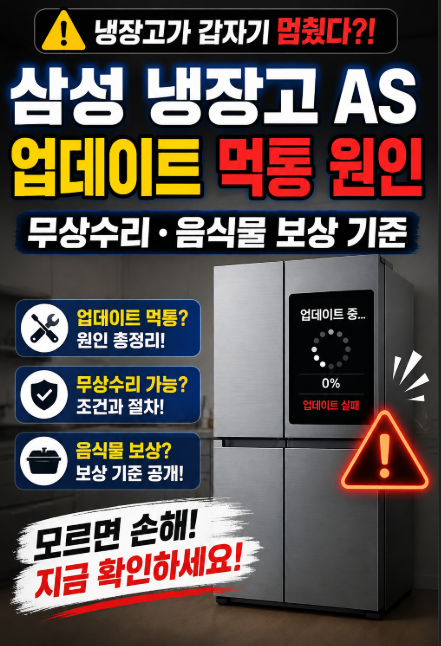 삼성 냉장고 AS, 업데이트 먹통 원인과 무상수리·음식물 보상 기준