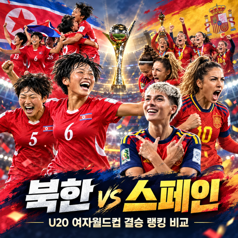 2026 U20 여자 축구 월드컵 우승 다투는 북한 스페인 피파 랭킹은