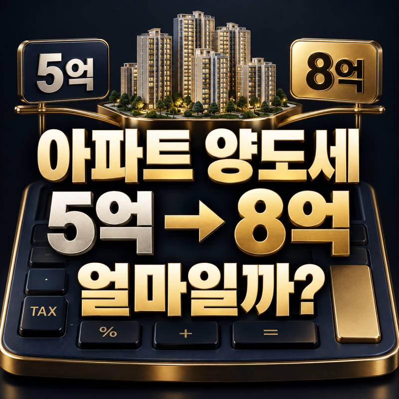 아파트 양도소득세 계산, 5억원에 사서 8억원에 팔면 얼마일까?