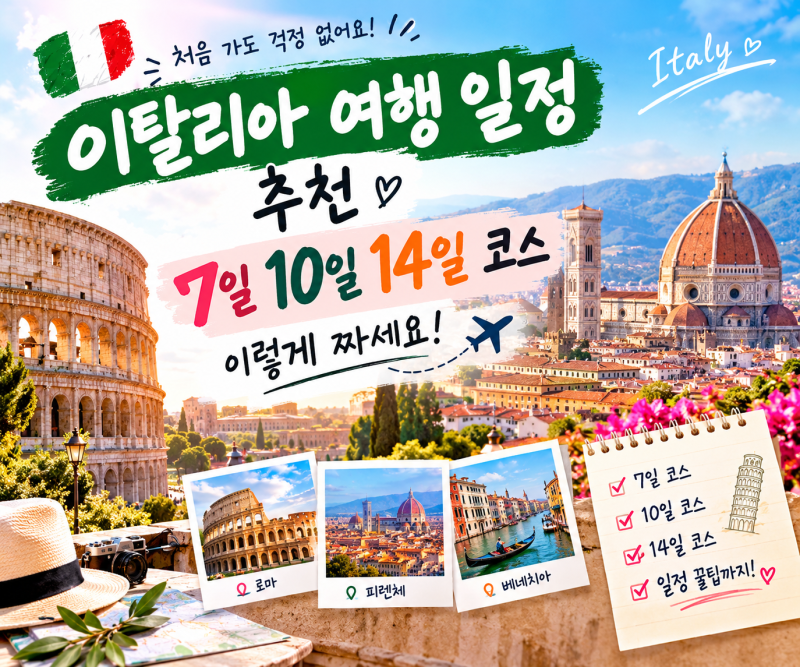 이탈리아 여행 일정 추천｜7일 10일 14일 코스 이렇게 짜세요
