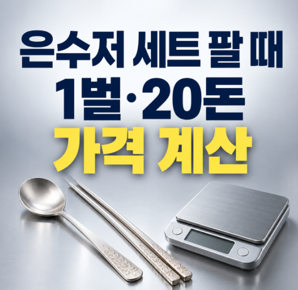은수저 세트 팔 때 가격, 1벌 무게와 20돈 매입가 계산