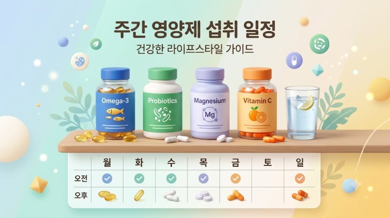 영양제 복용 시간대 총정리: 오메가3·유산균·마그네슘·비타민C 최적의 섭취 타이밍