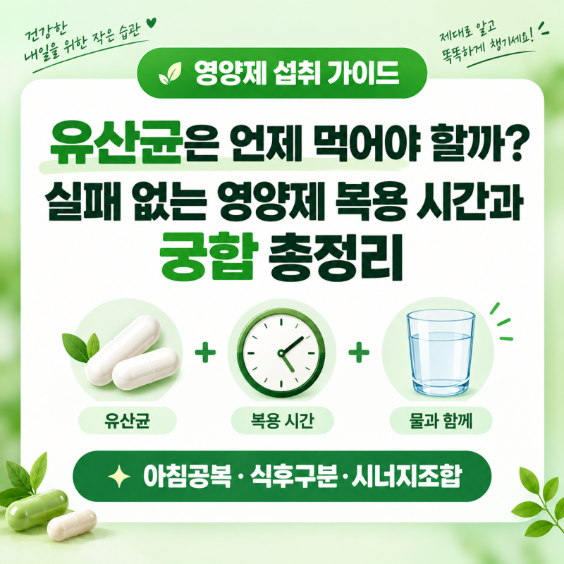 영양제 올바르게 먹는 법: 최적의 조합 가이드부터 유산균 복용법·부작용 체크까지