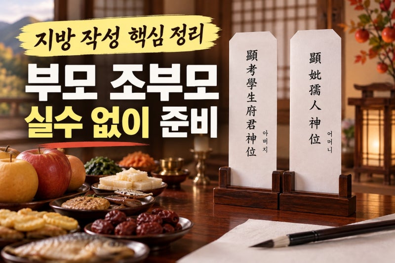 추석 지방쓰는법 한눈에 정리｜아버지·어머니·조부모 한자 양식과 실수 방지법