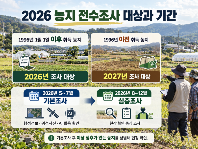농지 전수조사 대상 누구? 2026 조사기간·위반 시 처분·상속농지까지 정리