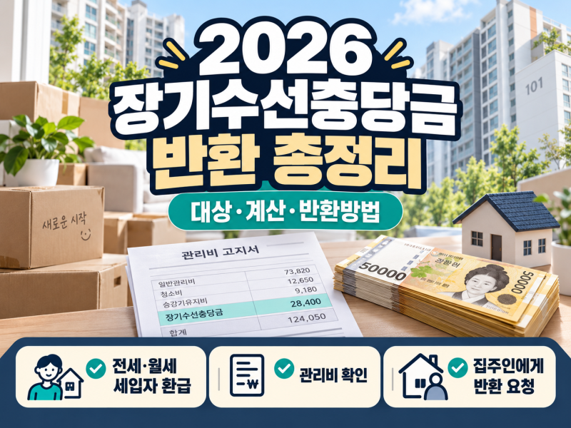 2026 장기수선충당금 반환 총정리! 전세·월세 세입자 환급 방법부터 계산까지