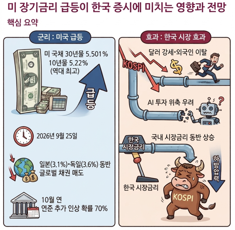 미 30년물 국채 금리 22년 만에 최고..한국 주식시장 영향 분석