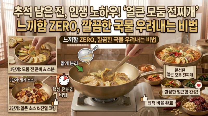 추석 명절 후 남아돌기 쉬운 전 활용해 깔끔한 국물 우려내는 얼큰 모둠 전찌개 조리법