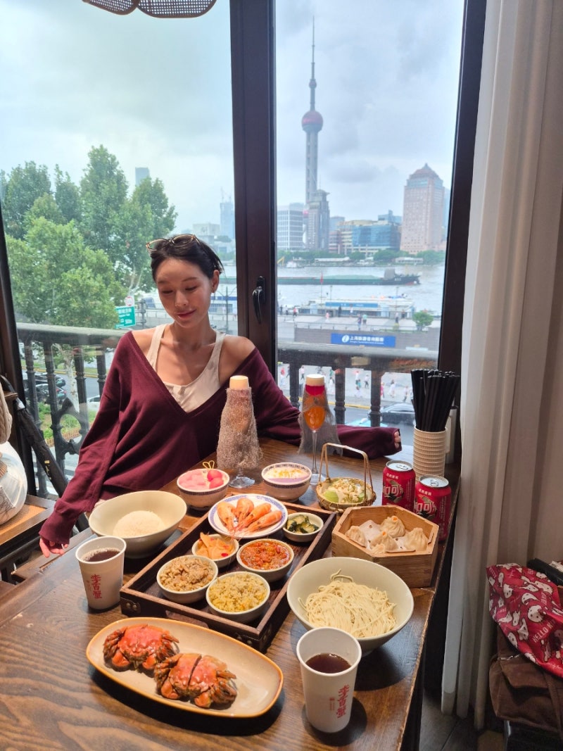 상하이 맛집 추천｜외탄 이백게 ( LI BAI XIE ) 게살국수, 동방명주 보이는 창가뷰 상하이 여행 ....