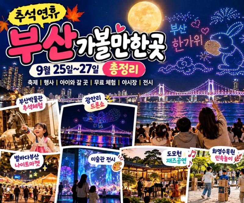 2026 추석 부산 가볼만한곳｜9월 25~27일 아이와 갈 곳·무료 행사·축제 총정리