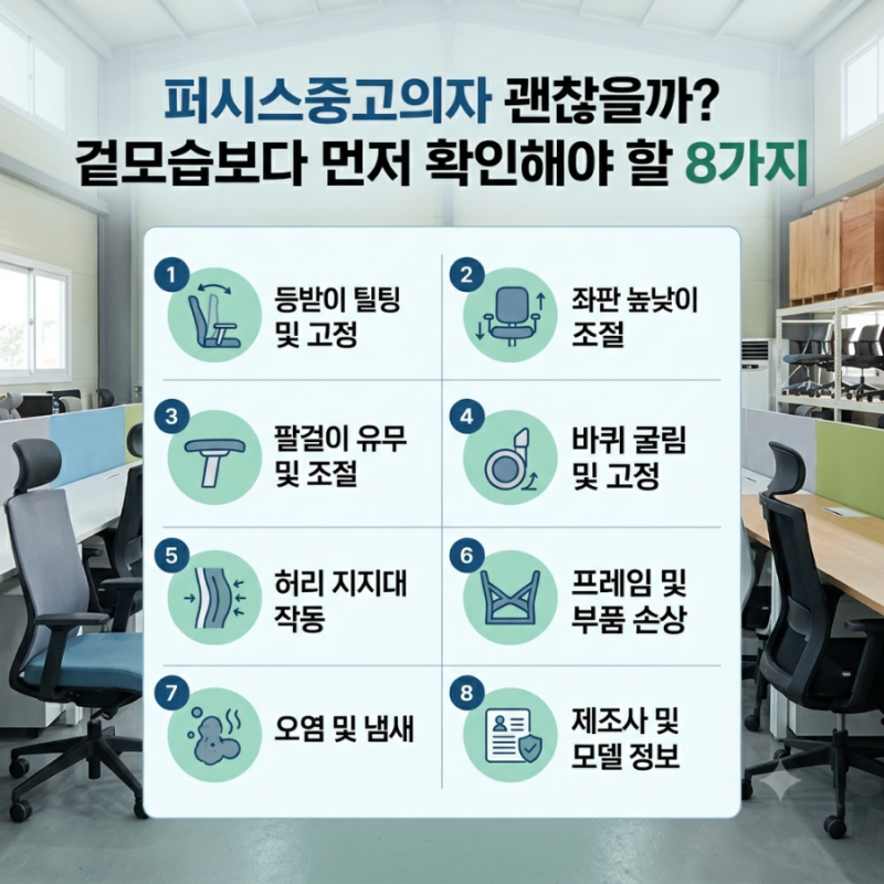 퍼시스중고의자 괜찮을까? 겉모습보다 먼저 확인해야 할 8가지