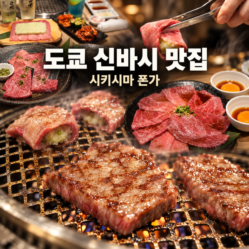 도쿄 신바시 맛집 시키시마 폰가 야키니쿠 일본 식도락 여행