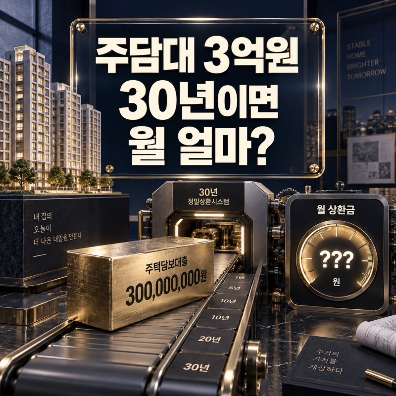 주택담보대출 이자 계산기, 3억원을 30년 빌리면 월 상환액은 얼마일까?