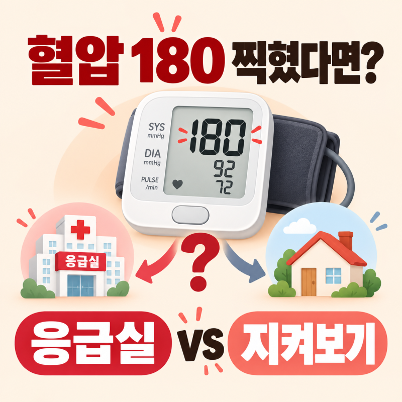 부모님 혈압 180 찍혔는데, 증상 없으면 약 먹고 지켜봐도 될까요? 응급실 기준 5단계