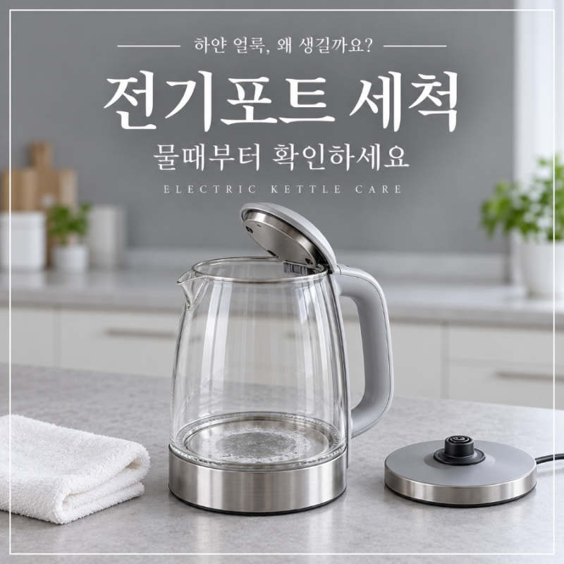 전기포트 세척, 바닥의 하얀 얼룩은 물로만 씻으면 될까요?