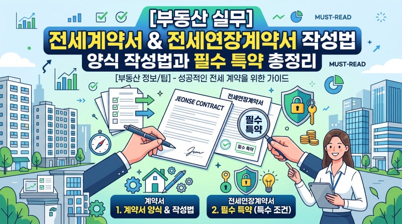 전세계약서 양식, 전세연장계약서 양식 작성법과 필수 특약 총정리