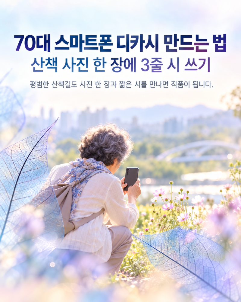 70대 스마트폰 디카시 만드는 법｜산책 사진 한 장에 3줄 시 쓰기