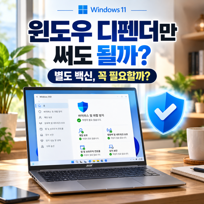새 노트북, Windows Defender만 써도 될까? 별도 백신 꼭 필요할까?