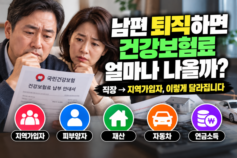 남편 퇴직하면 건강보험료 얼마나 나올까? 직장가입자에서 지역가입자로 바뀌면 생기는 일 (....