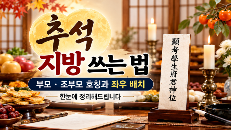 추석 지방 쓰는 법｜부모·조부모 호칭부터 좌우 배치까지 한눈에 정리