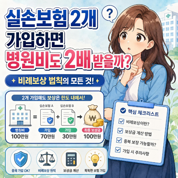실손보험 2개 가입하면 병원비도 2배 받을까? 비례보상 법칙의 모든 것