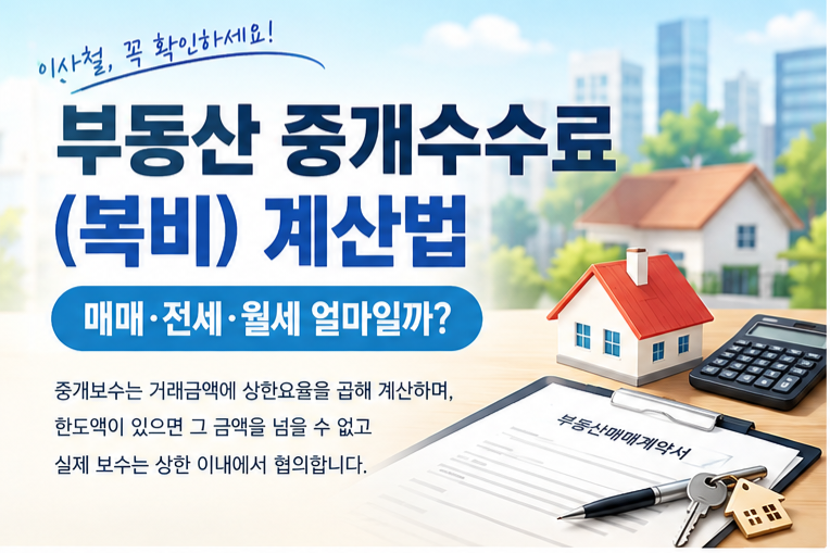 이사철 부동산중개수수료(복비) 계산법｜매매·전세·월세 얼마일까?