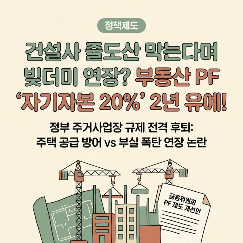 "건설사 줄도산 막는다며 또 빚더미 연장?" 정부, 주거사업장 부동산 PF '자기자본비율 20% 룰' ....