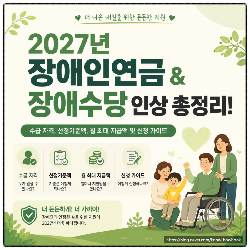 2027년 장애인연금 & 장애수당 인상액 완벽 정리! (수급자격·신청방법)
