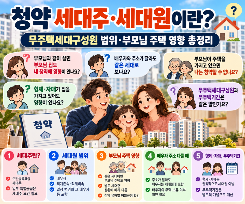 청약 세대주·세대원이란? 무주택세대구성원 범위·부모님 주택 영향 총정리