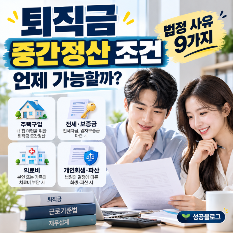 2026 퇴직금 중간정산 조건 9가지 집 구입·전세보증금·의료비 가능할까?