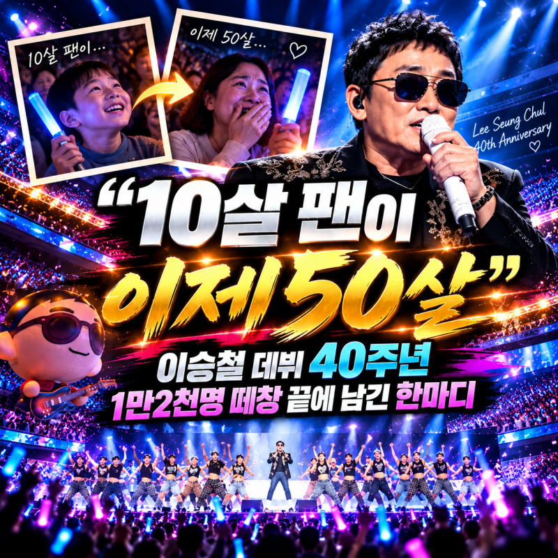 “10살 팬이 이제 50살”…이승철 데뷔 40주년, 1만2천명 떼창 끝에 남긴 한마디